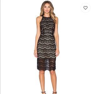 Wayf Cross Back lace midi dress